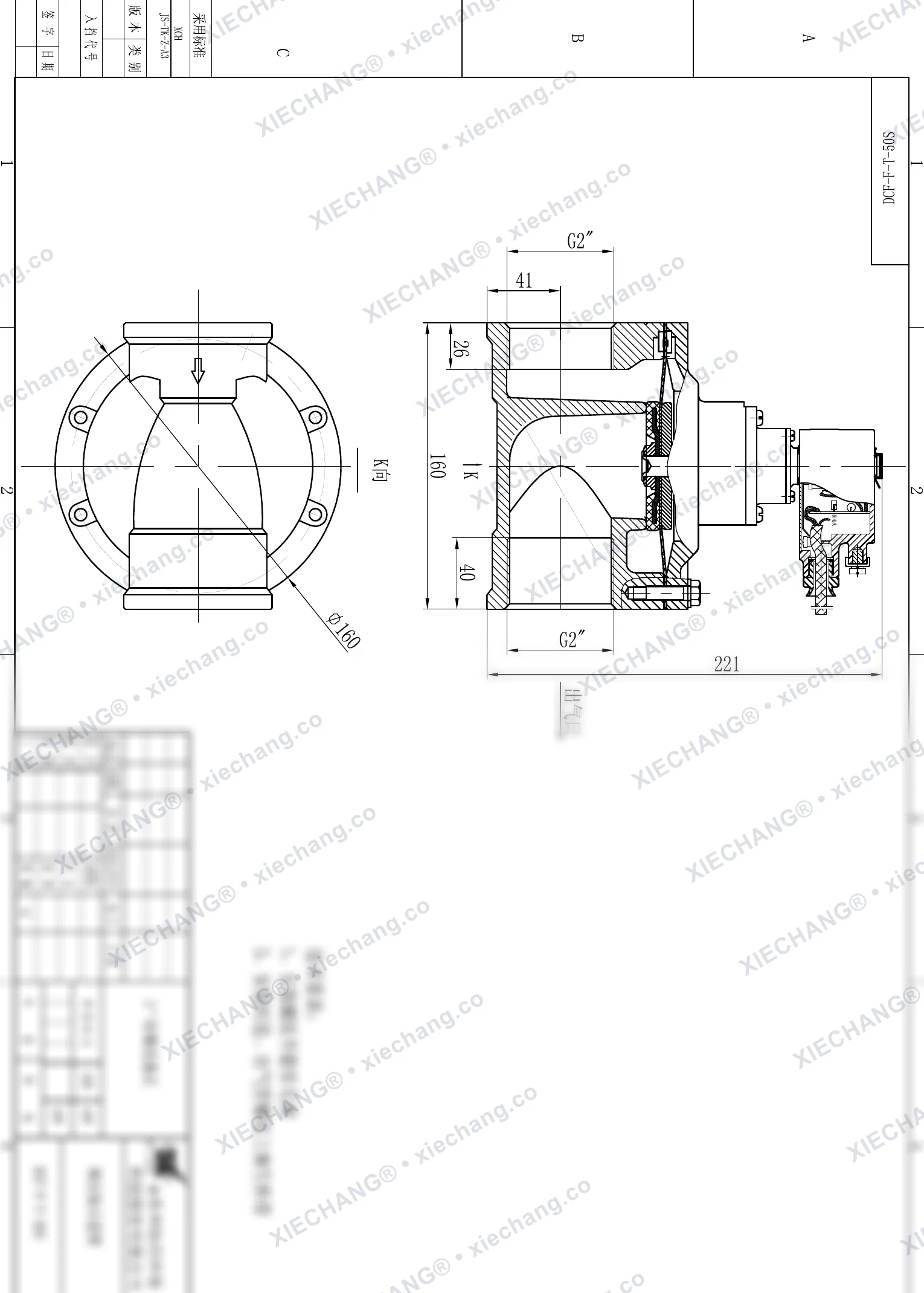 DCF-F-T-50S · 2" · صمام نبضي مستقيم مقاوم للانفجار — رسم التركيب