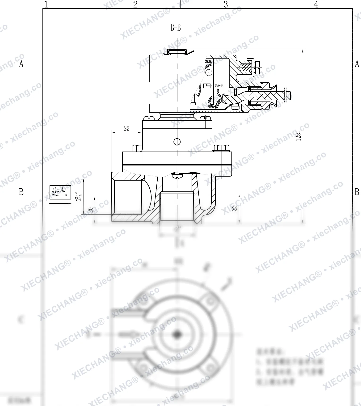 DCF-F-Z-20 · 3/4" · صمام نبضي بزاوية قائمة مقاوم للانفجار — رسم التركيب
