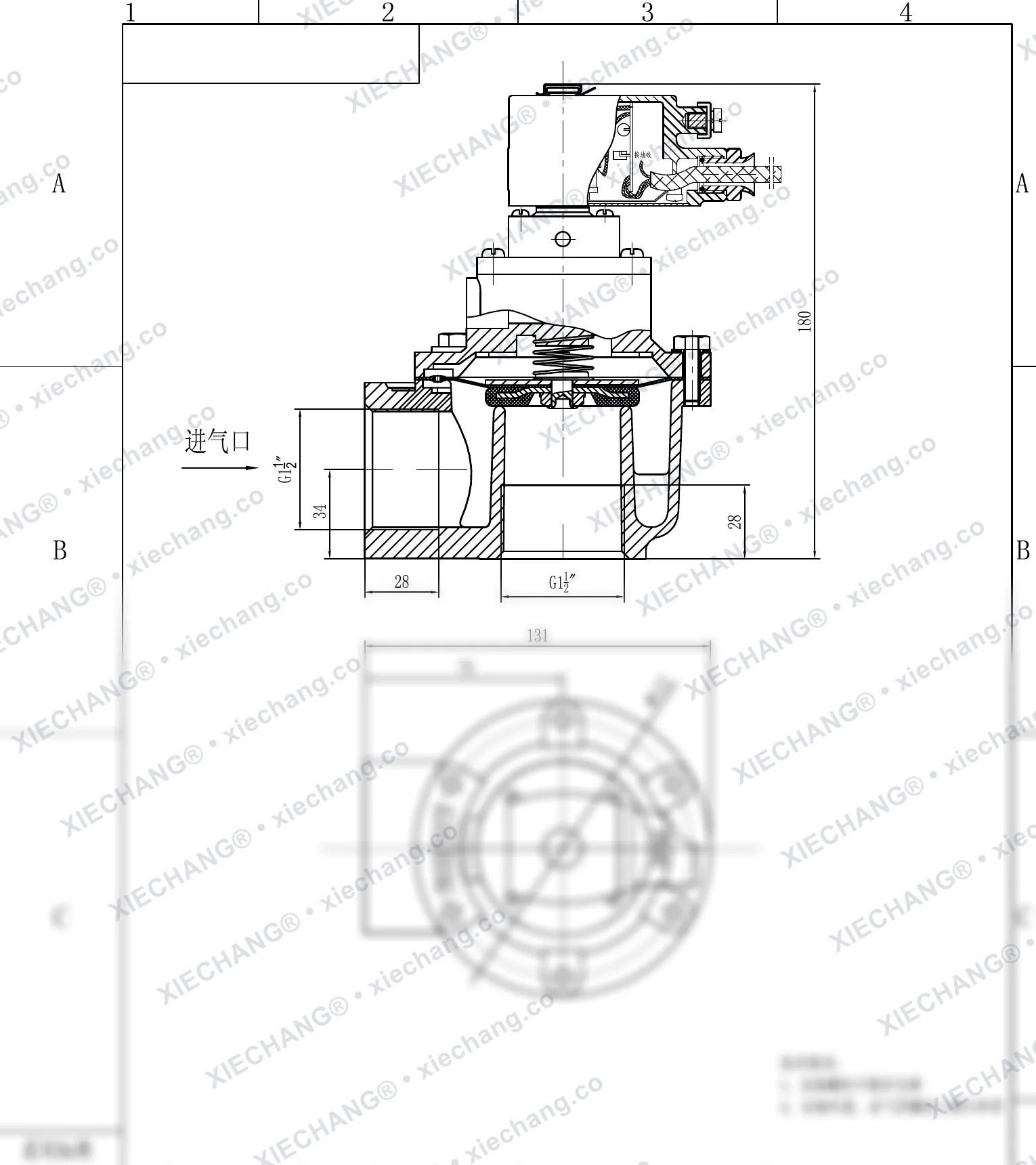 DCF-F-Z-40S · 1½" (DN40) · صمام نبضي بزاوية قائمة مقاوم للانفجار — رسم التركيب