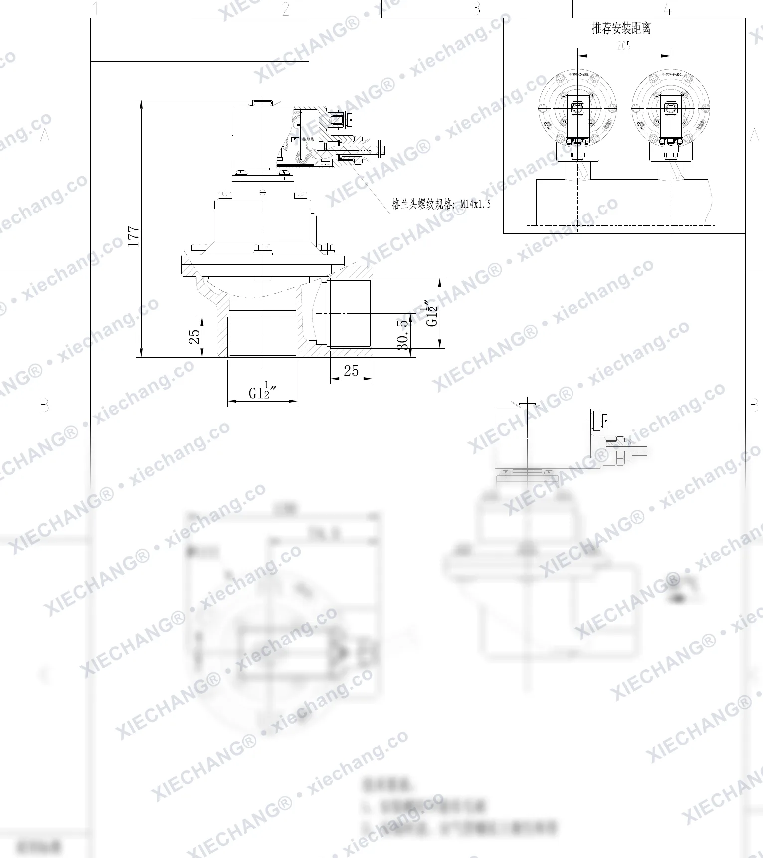 DCF-F-Z-40S-C · 1½" · صمام نبضي مقاوم للانفجار بزاوية قائمة (right-angle) — رسم التركيب