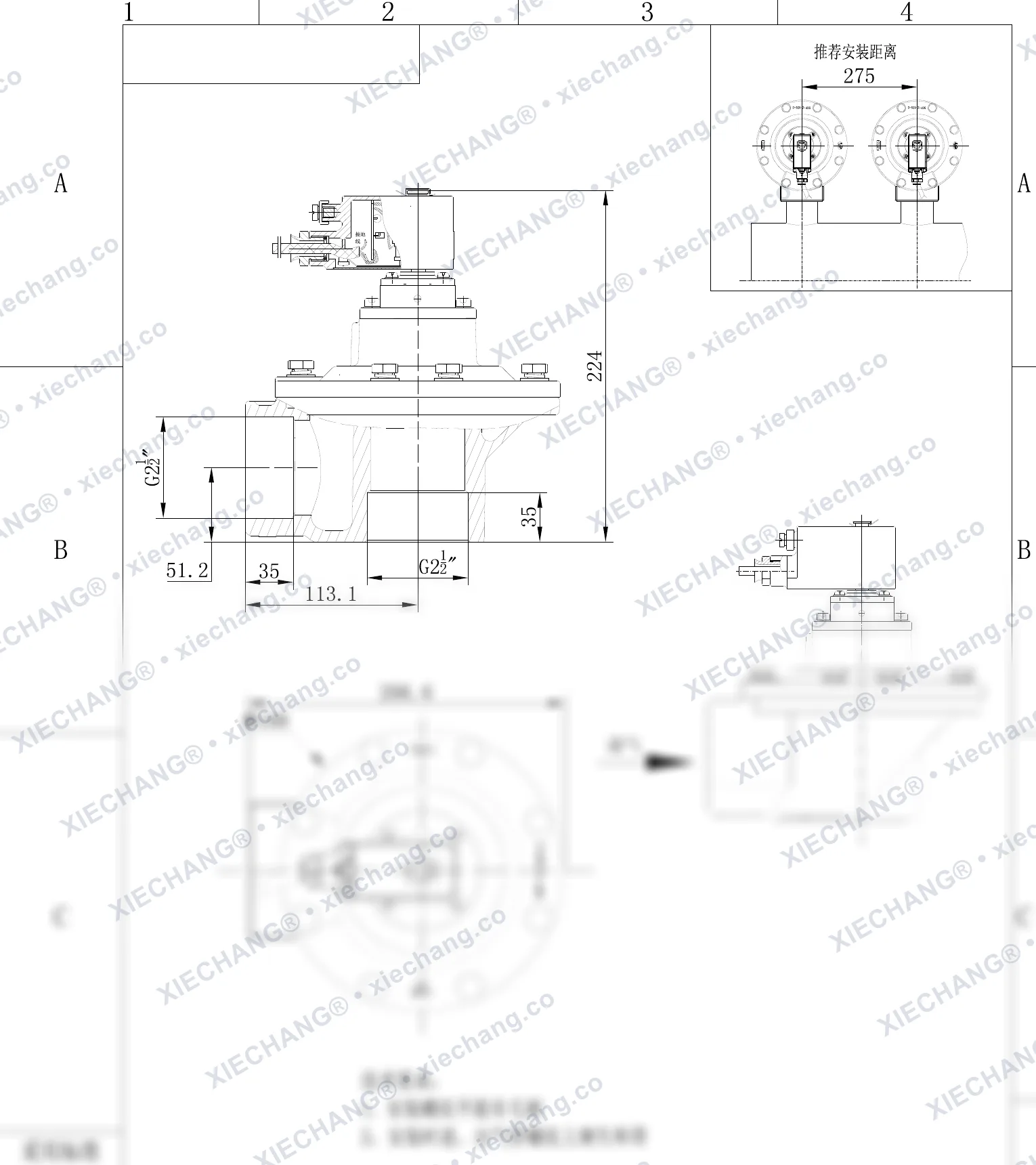 DCF-F-Z-62S-C · 2½" · صمام نبضي مقاوم للانفجار بزاوية قائمة (right-angle) — رسم التركيب
