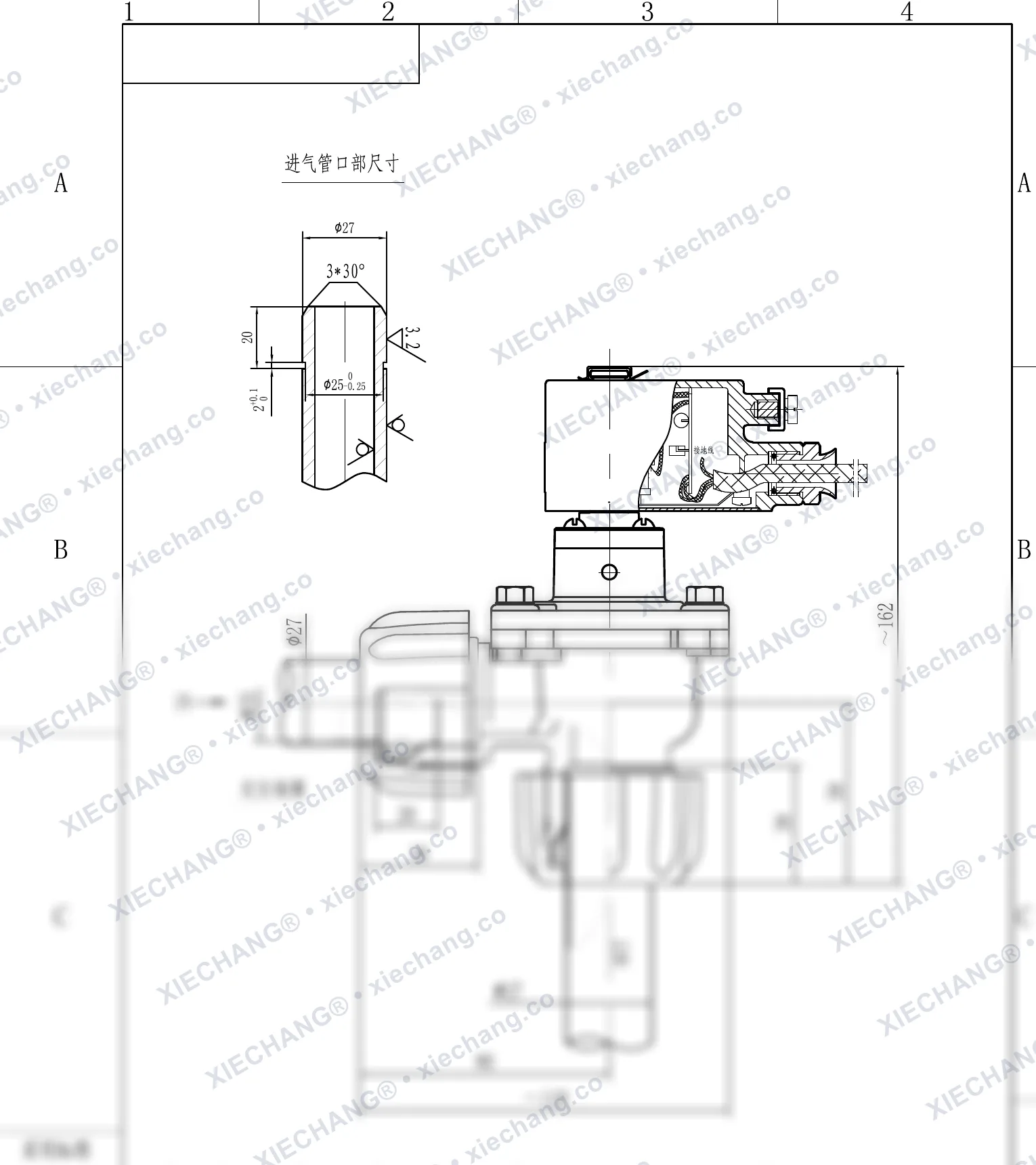 DCF-F-ZM-20 · 3/4" · صمام نبضي مقاوم للانفجار بزاوية قائمة بلولبة خارجية (ذكر) — رسم التركيب