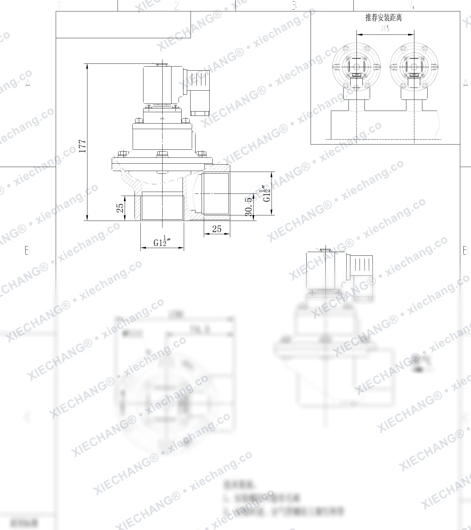 DCF-Z-40S-C · 1½" · صمام نبضي بزاوية قائمة (right-angle) — رسم التركيب
