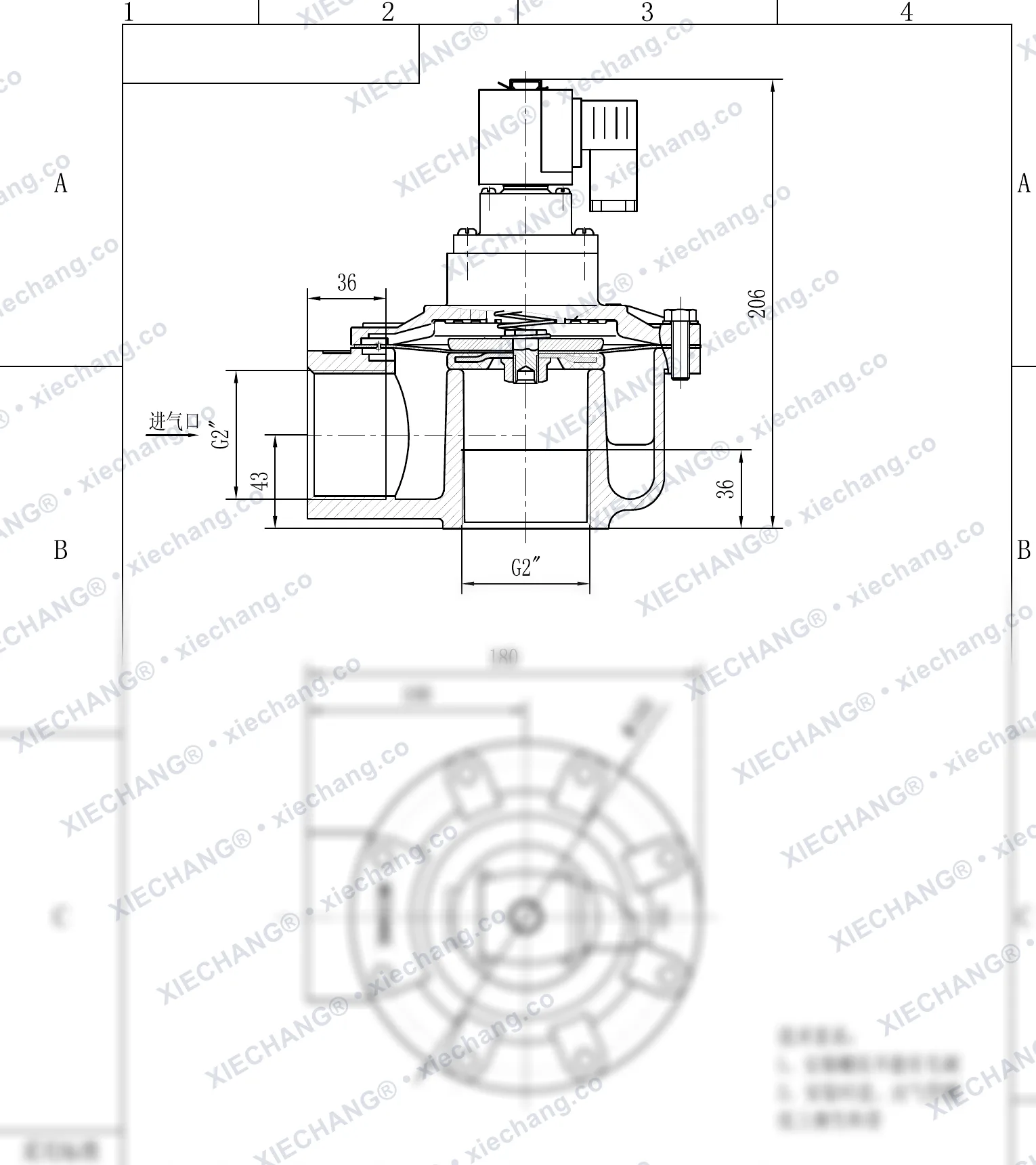 DCF-Z-50S · 2" (DN50) · صمام نبضي بزاوية قائمة — رسم التركيب