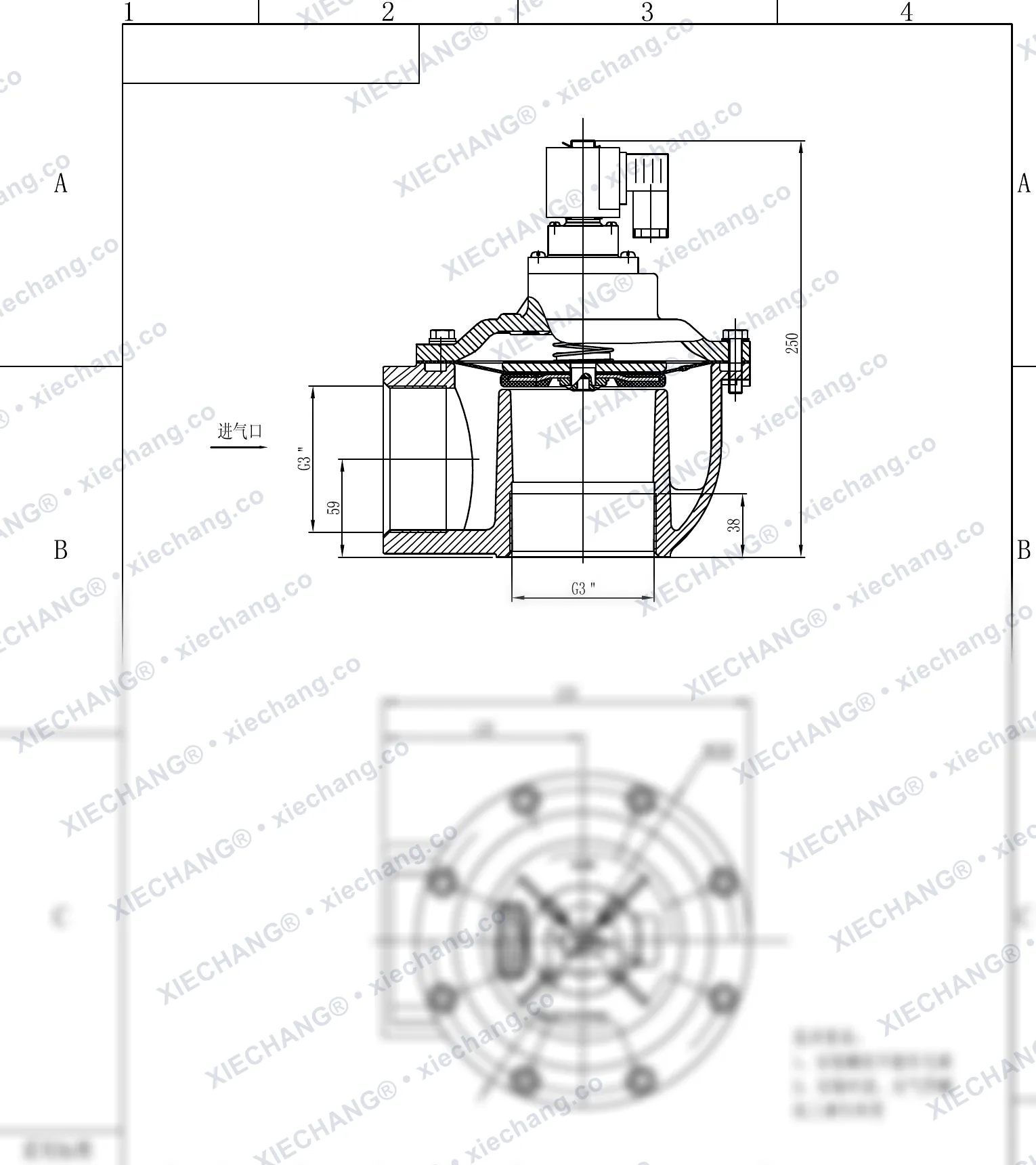 DCF-Z-76S · 3" (DN76) · صمام نبضي بزاوية قائمة — رسم التركيب