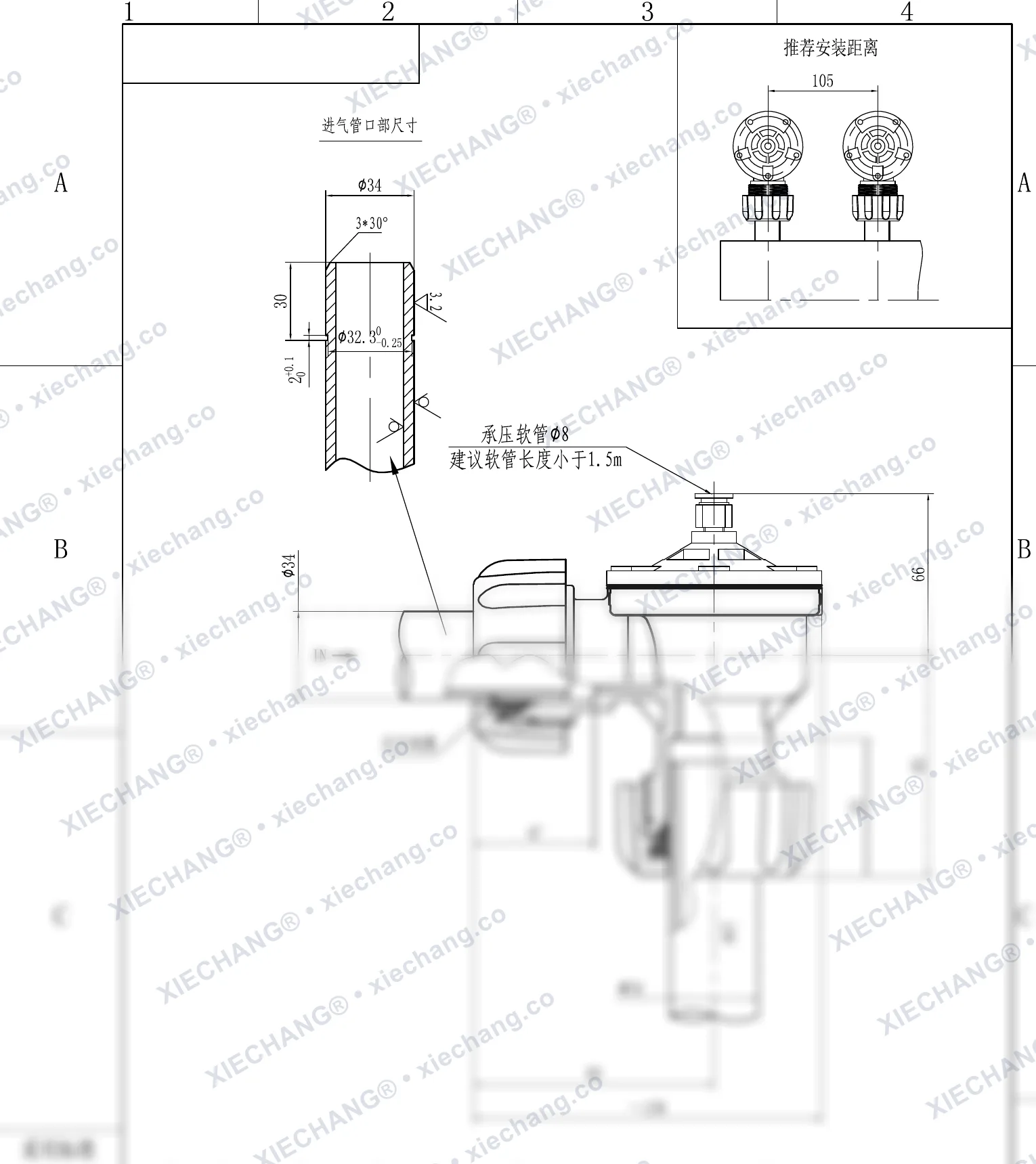 DCF-ZM-25-DXK · 1" · صمام نبضي بزاوية قائمة بلولبة خارجية (ذكر) — رسم التركيب