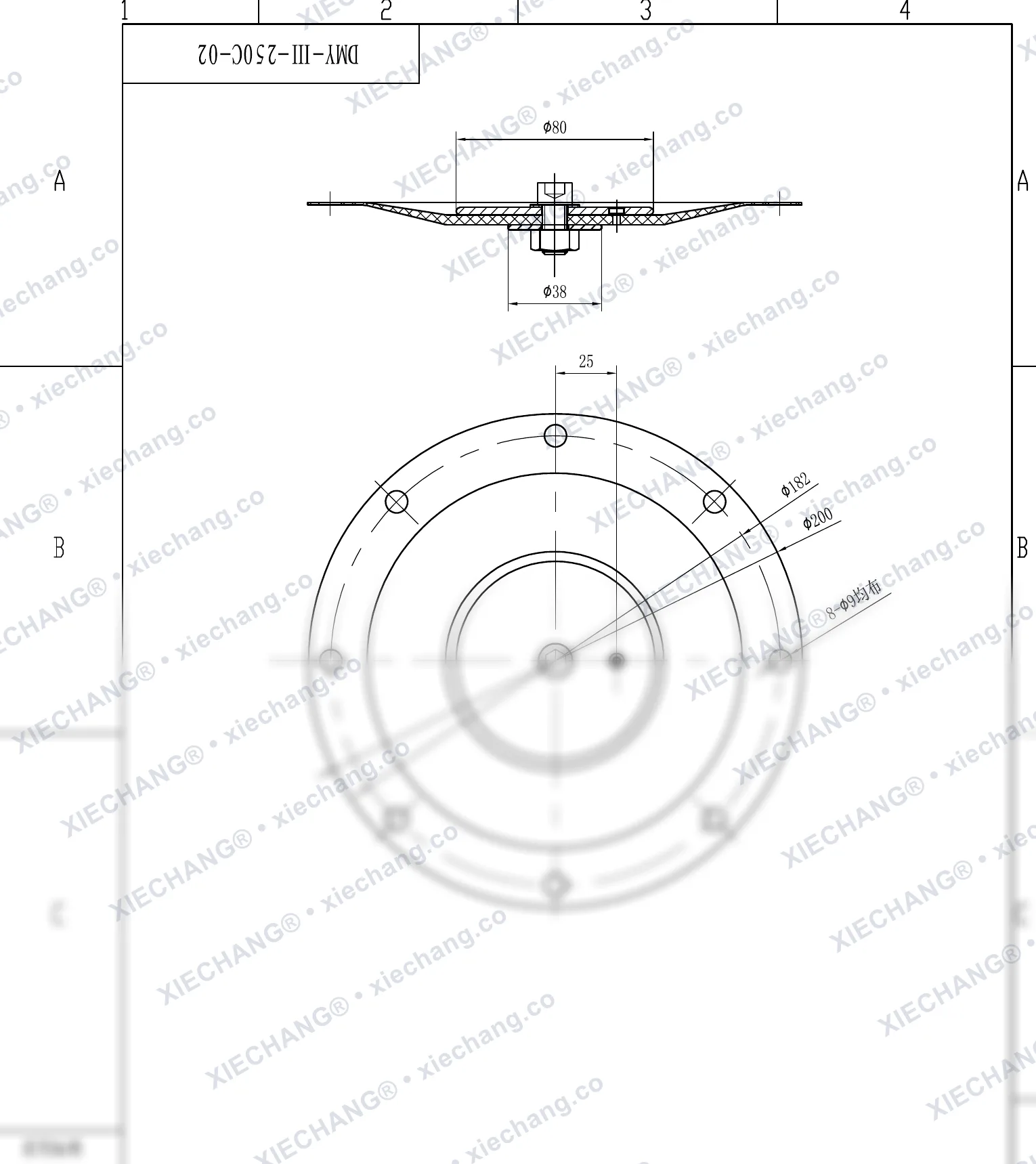 DMY-Ⅲ-250C-02 · DN250 · تجميع الغشاء (المرحلة الثانية / الثانوي، 10 inch) — رسم التجميع