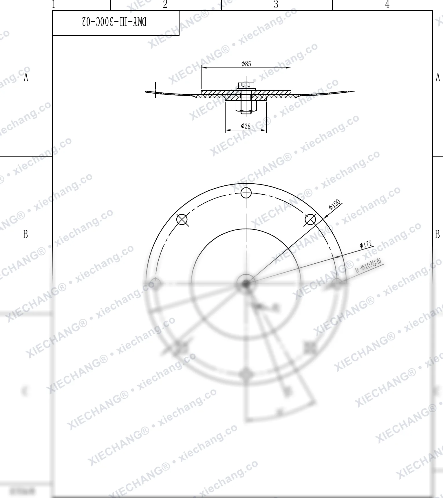 DMY-Ⅲ-300C-02 · DN300 · تجميع الغشاء (المرحلة الثانية / الثانوي، 12 inch) — رسم التجميع