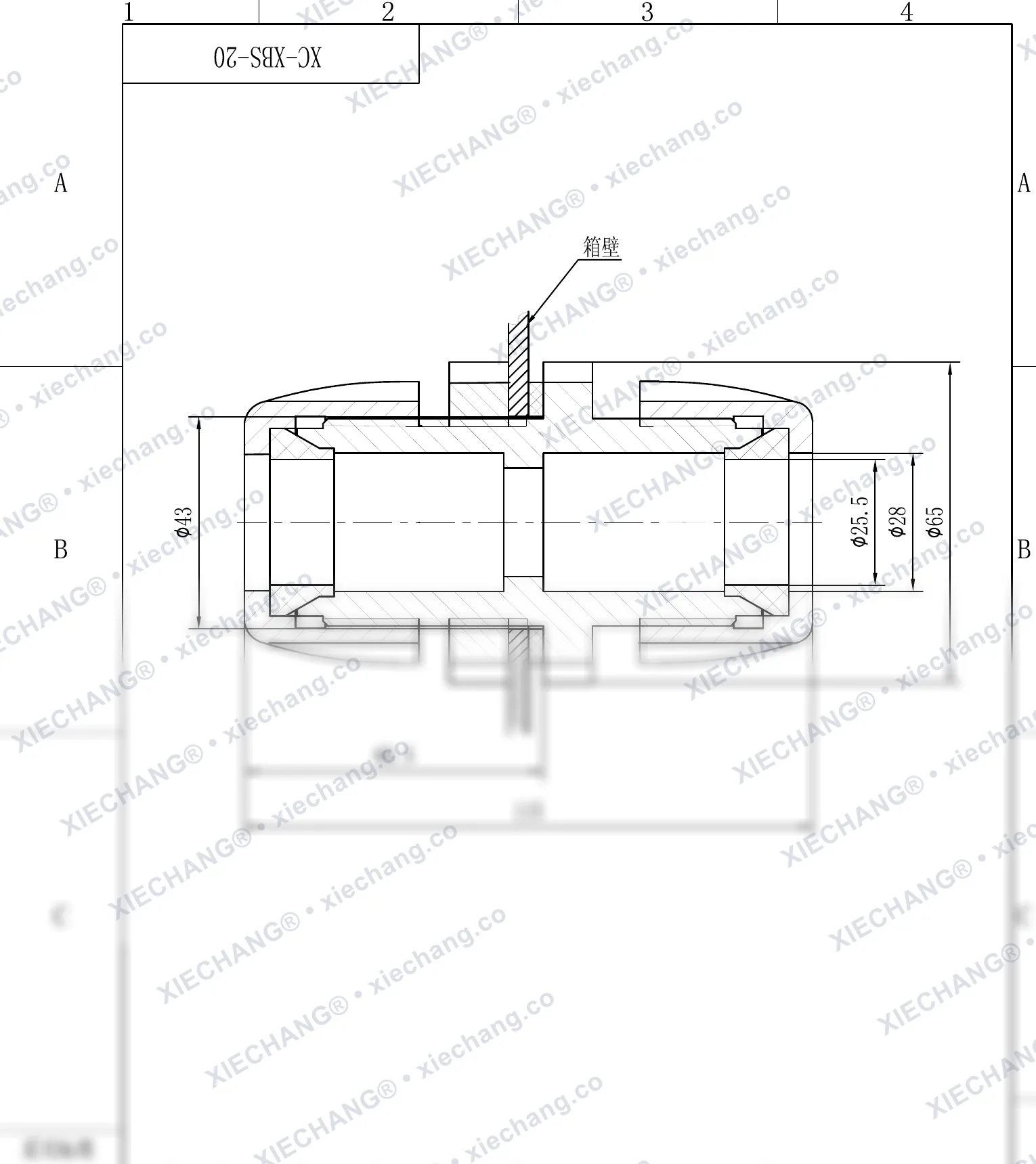XC-XBS-20 · DN20 · وصلة حاجزية ثنائية اللولبة — رسم التركيب